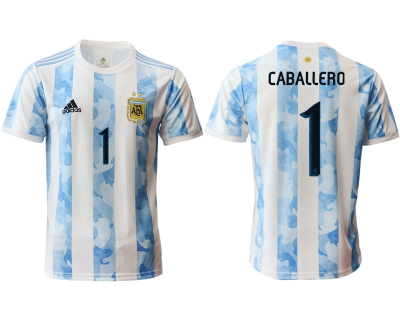 Men 2020-2021 Season National team Argentina home aaa version white #1 Soccer Jersey